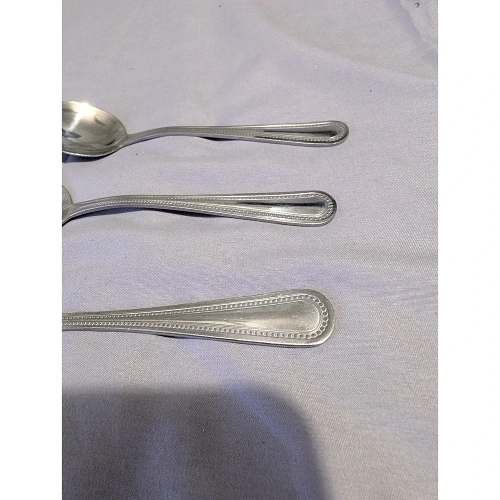 Vintage Superior Pebbles Silverplate Teaspoons Set of‎ 3 Hotel Flatware Beaded